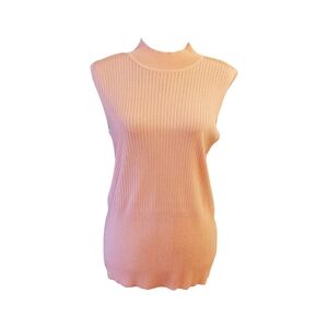 Peach Sleeveless Ribbed Knit Top